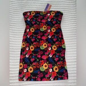 SHEIN Floral Strapless Mini Dress - Multicolor {Never Worn}